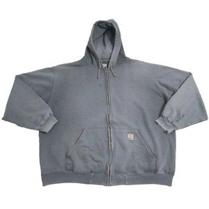Carhartt Men's 3XL Tall Full Zip Gray  Hoodie Jacket Sweater Distressed XXXL